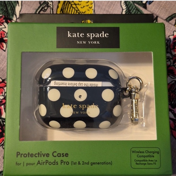 kate spade Other - NEW Kate Spade Black and White Polka Dot AirPods Pro 1st & 2nd Generation Case